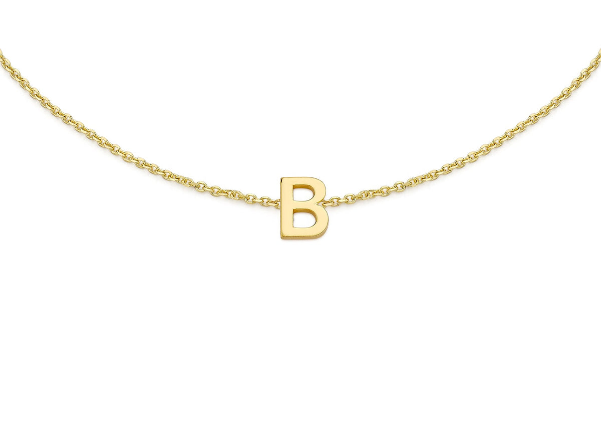9ct Yellow Gold Mini Initial B Adjustable Bracelet — detail