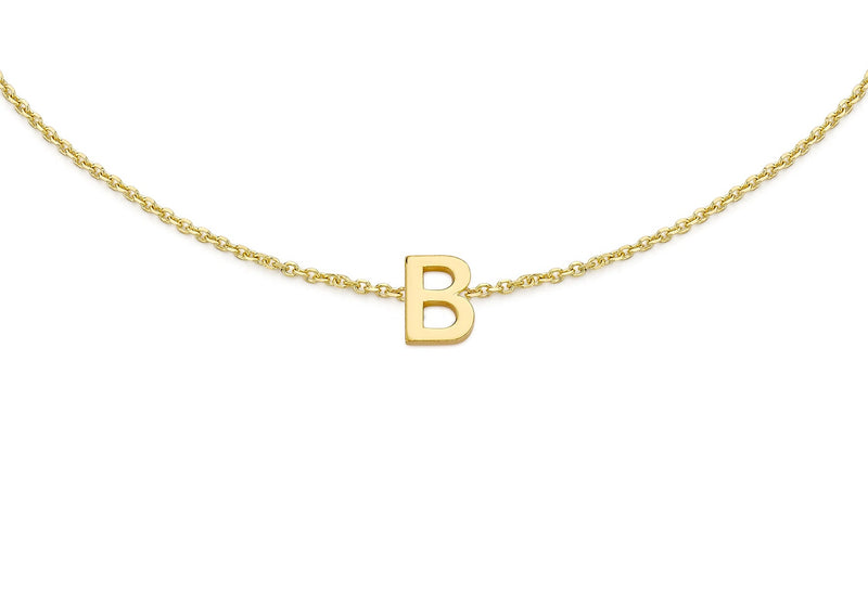 9ct Yellow Gold Mini Initial B Adjustable Bracelet — detail