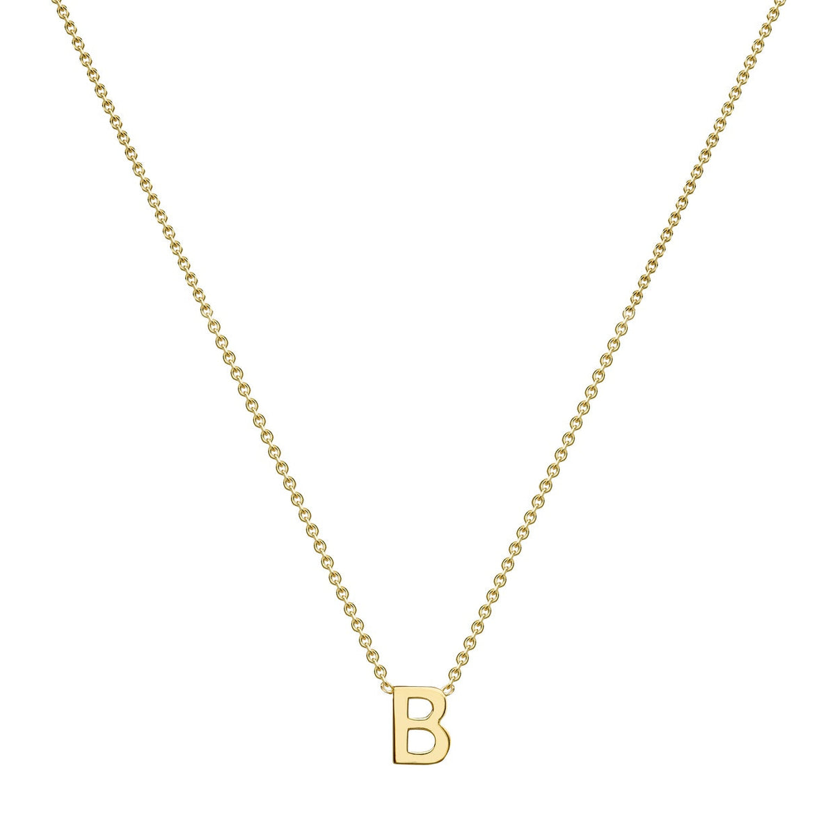 9ct Yellow Gold Mini Initial B Adjustable Necklace — full-length