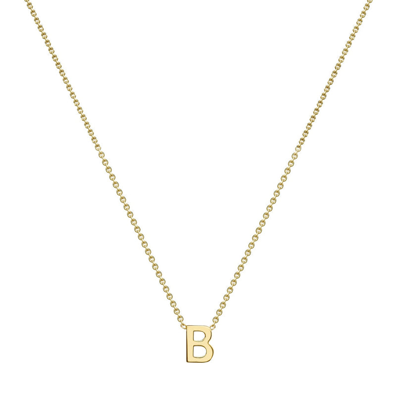 9ct Yellow Gold Mini Initial B Adjustable Necklace — full-length