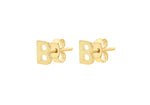 9ct Yellow Gold Mini Initial B Stud Earrings — side