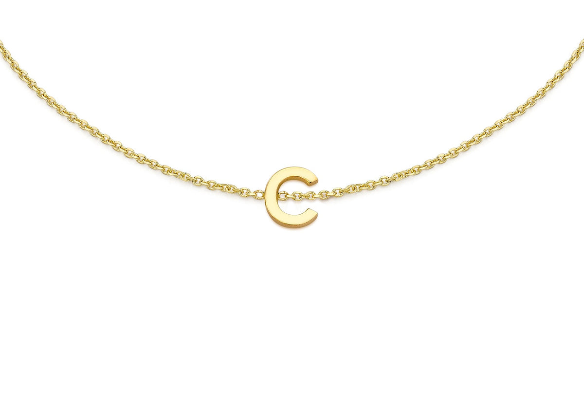 9ct Yellow Gold Mini Initial C Adjustable Bracelet — detail
