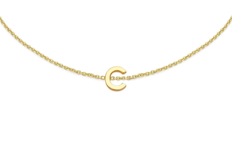 9ct Yellow Gold Mini Initial C Adjustable Bracelet — detail