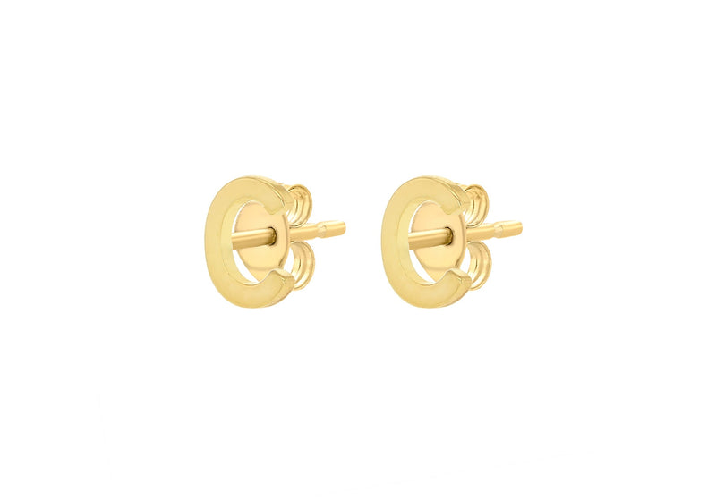 9ct Yellow Gold Mini Initial C Stud Earrings — side