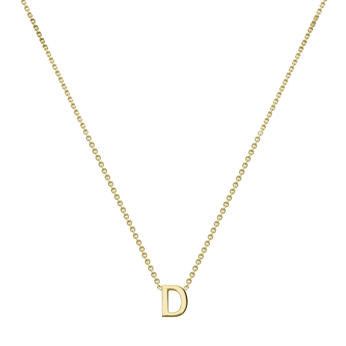 9ct Yellow Gold Mini Initial D Adjustable Necklace — full-length