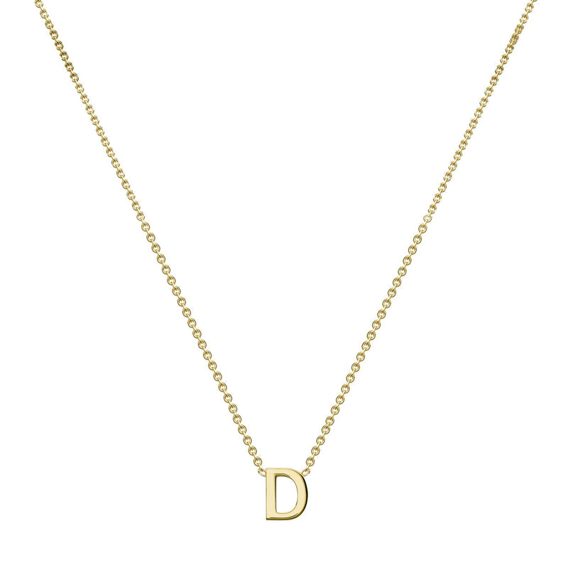 9ct Yellow Gold Mini Initial D Adjustable Necklace — full-length
