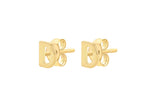 9ct Yellow Gold Mini Initial D Stud Earrings — side