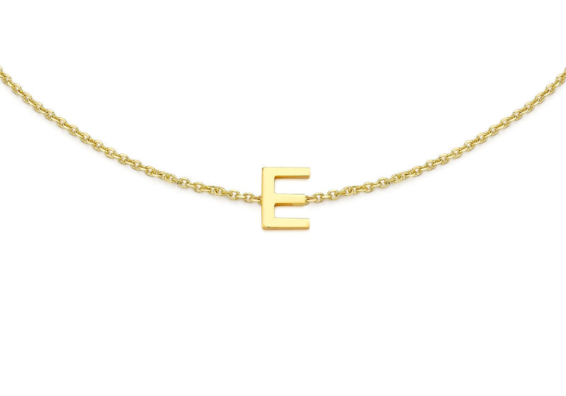 9ct Yellow Gold Mini Initial E Adjustable Bracelet — detail
