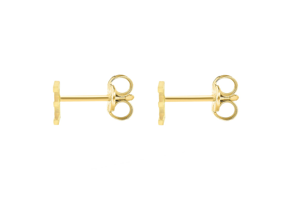 9ct Yellow Gold Mini Initial E Stud Earrings — back