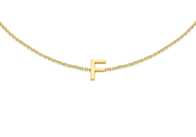 9ct Yellow Gold Mini Initial F Adjustable Bracelet — detail