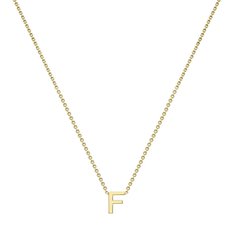 9ct Yellow Gold Mini Initial F Adjustable Necklace — full-length
