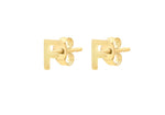 9ct Yellow Gold Mini Initial F Stud Earrings — side