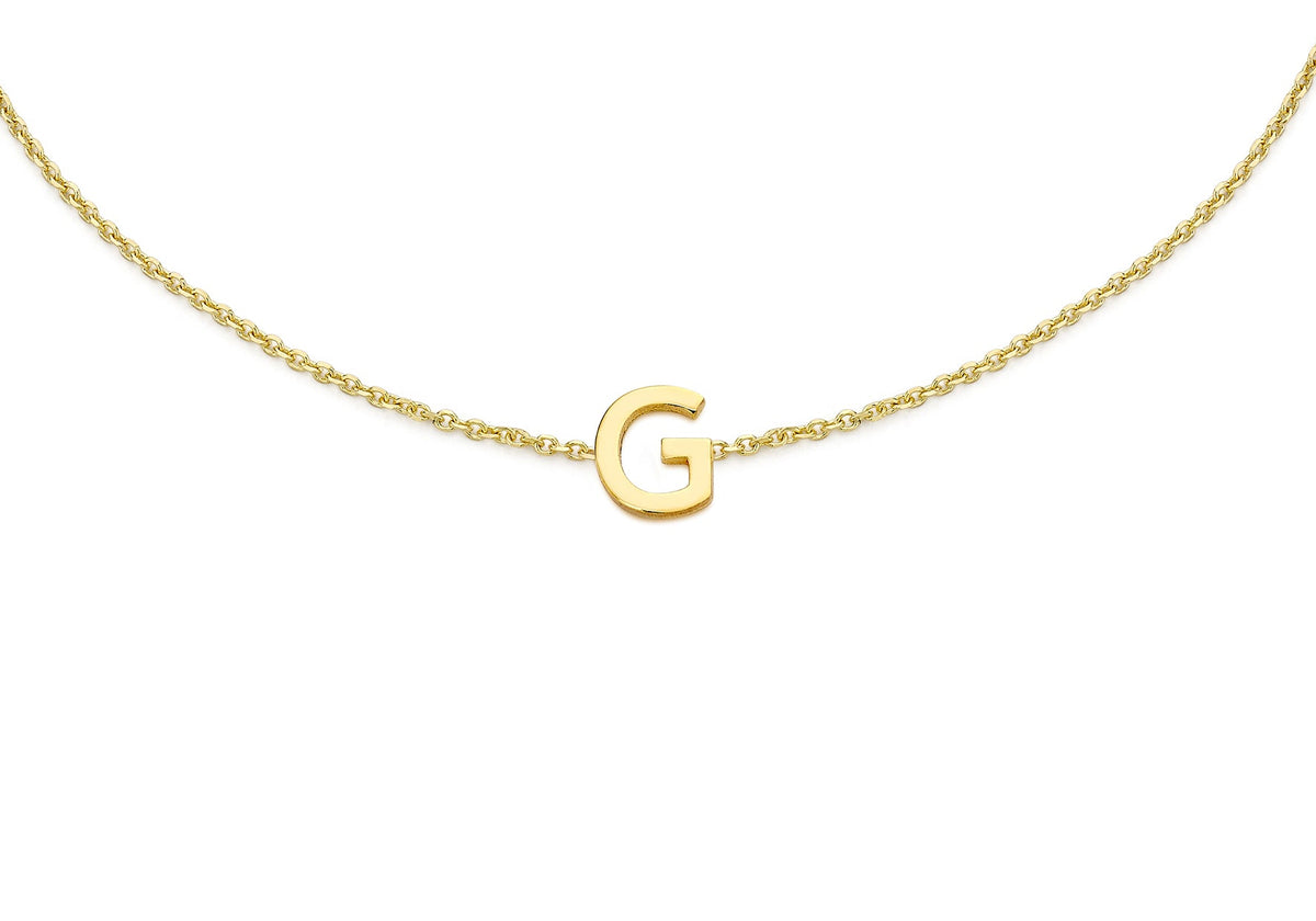 9ct Yellow Gold Mini Initial G Adjustable Bracelet — detail