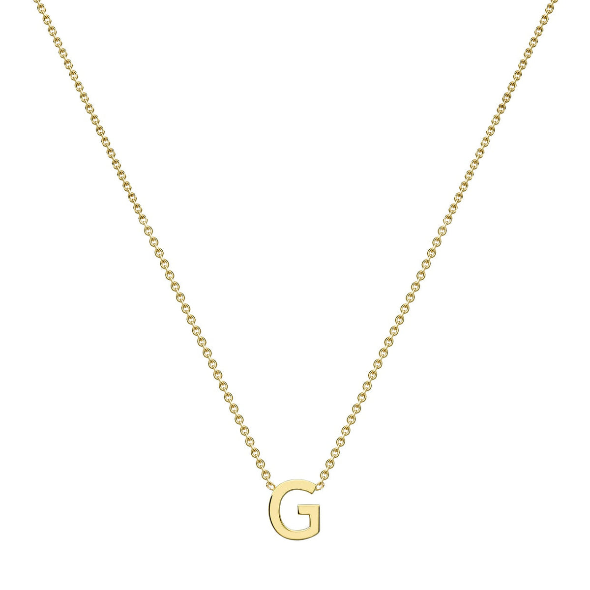 9ct Yellow Gold Mini Initial G Adjustable Necklace — full-length
