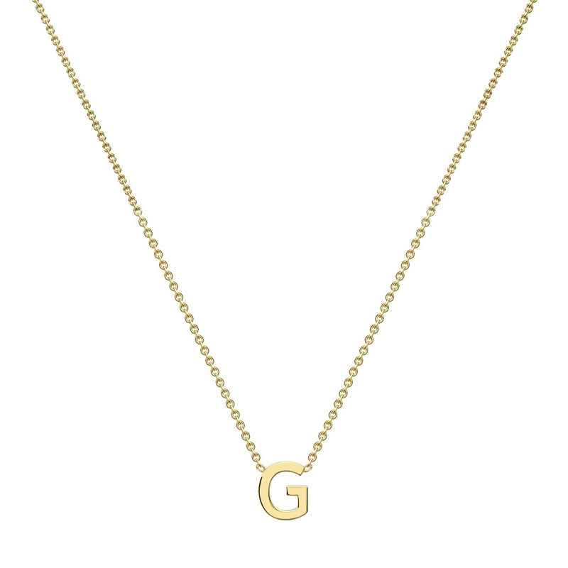 9ct Yellow Gold Mini Initial G Adjustable Necklace — full-length
