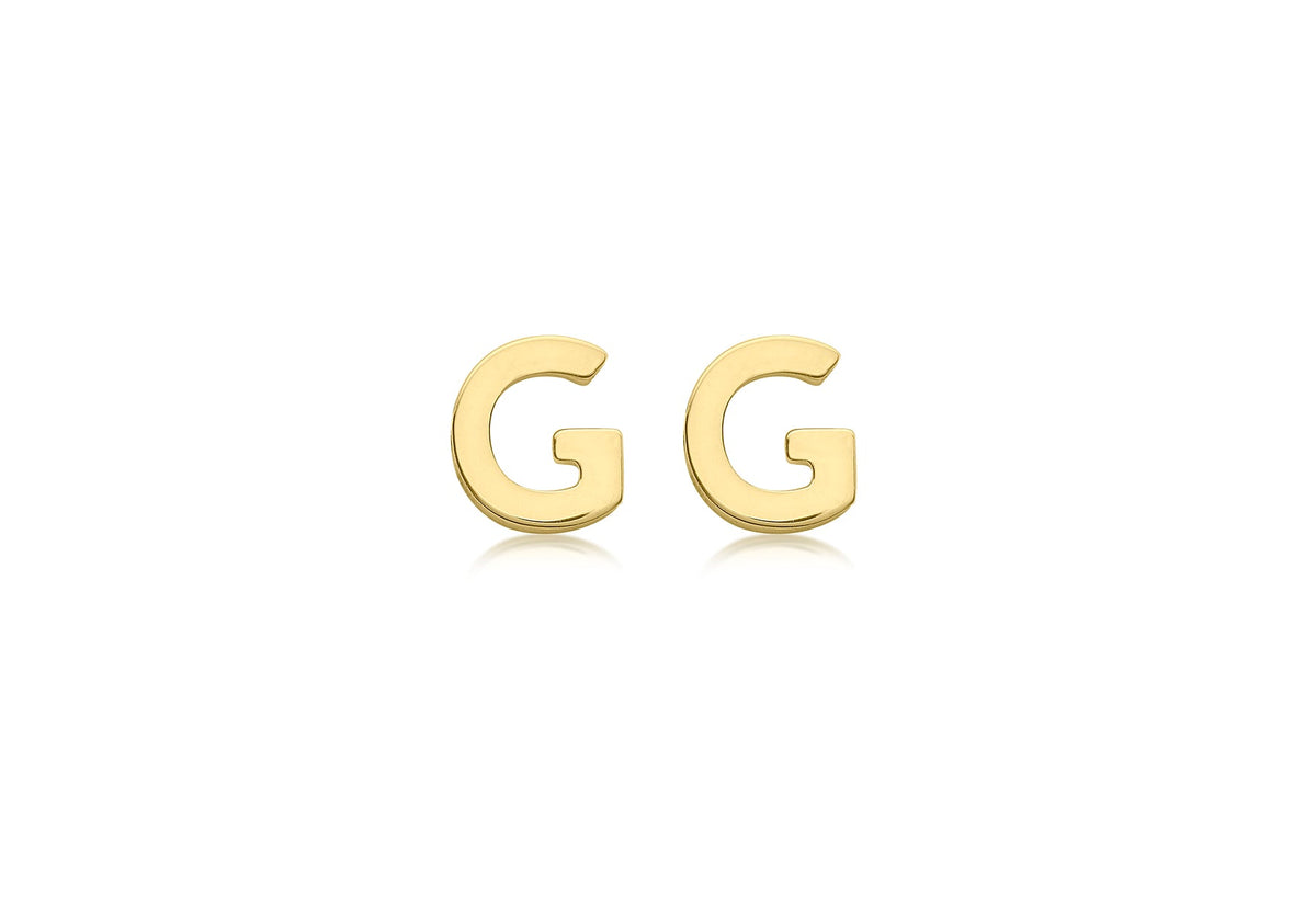 9ct Yellow Gold Mini Initial G Stud Earrings