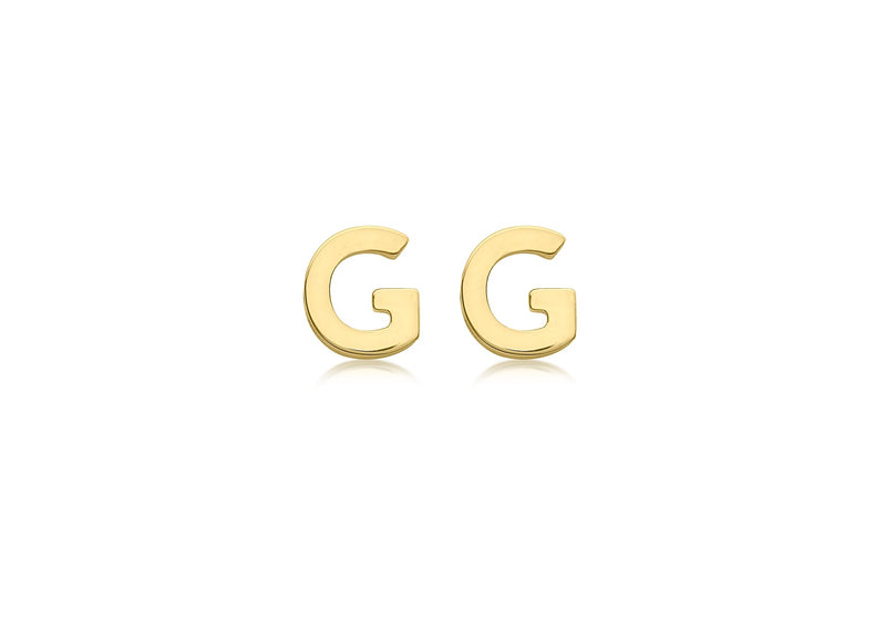 9ct Yellow Gold Mini Initial G Stud Earrings