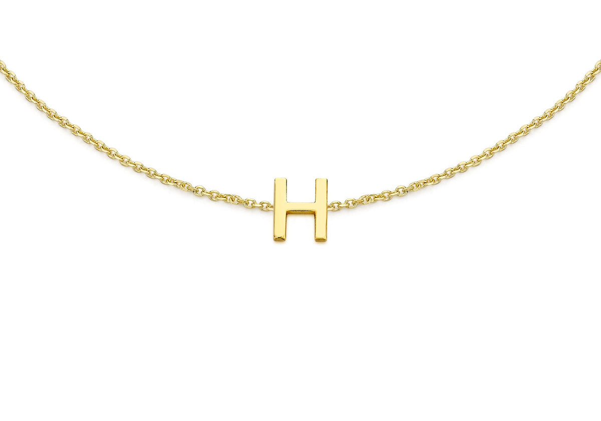 9ct Yellow Gold Mini Initial H Adjustable Bracelet — detail