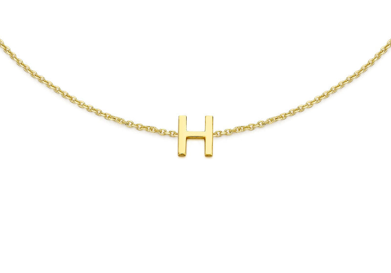 9ct Yellow Gold Mini Initial H Adjustable Bracelet — detail