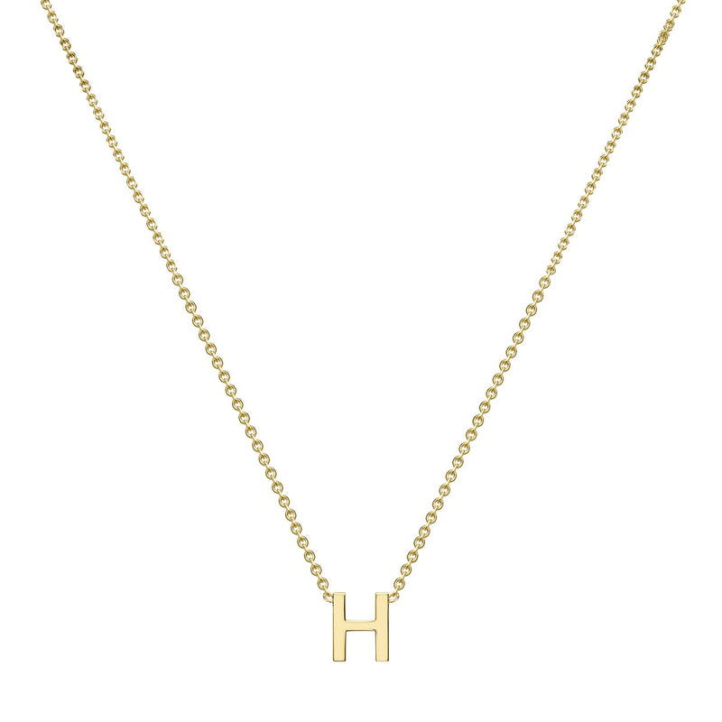 9ct Yellow Gold Mini Initial H Adjustable Necklace — full-length