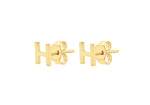 9ct Yellow Gold Mini Initial H Stud Earrings — side