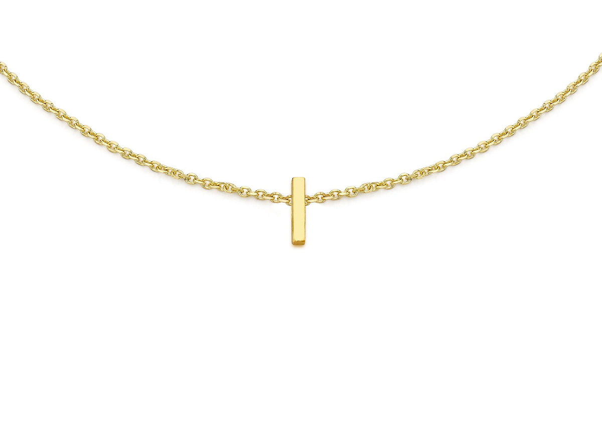 9ct Yellow Gold Mini Initial I Adjustable Bracelet — detail