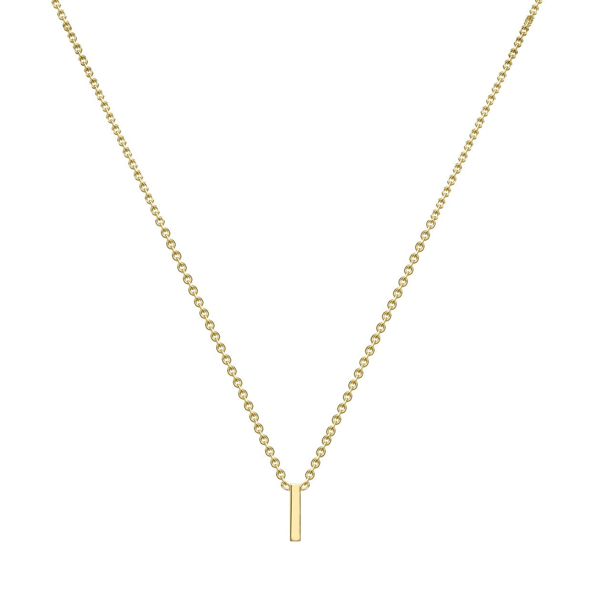 9ct Yellow Gold Mini Initial I Adjustable Necklace — full-length