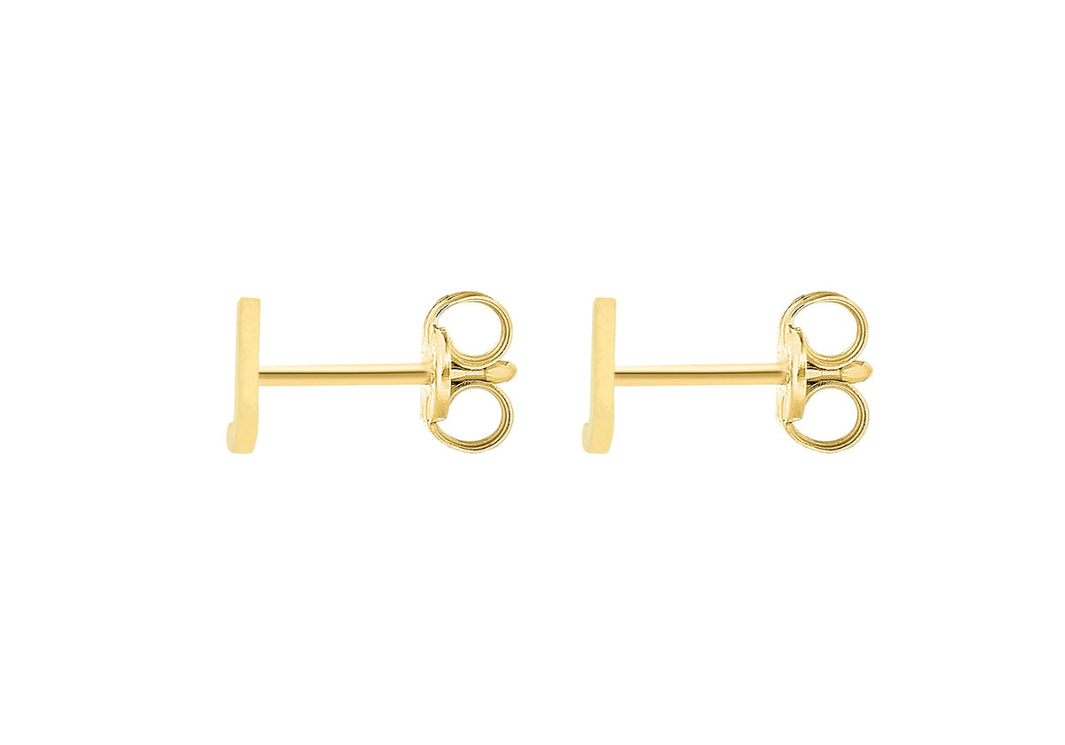 9ct Yellow Gold Mini Initial J Stud Earrings — back