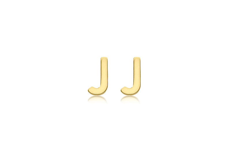 9ct Yellow Gold Mini Initial J Stud Earrings