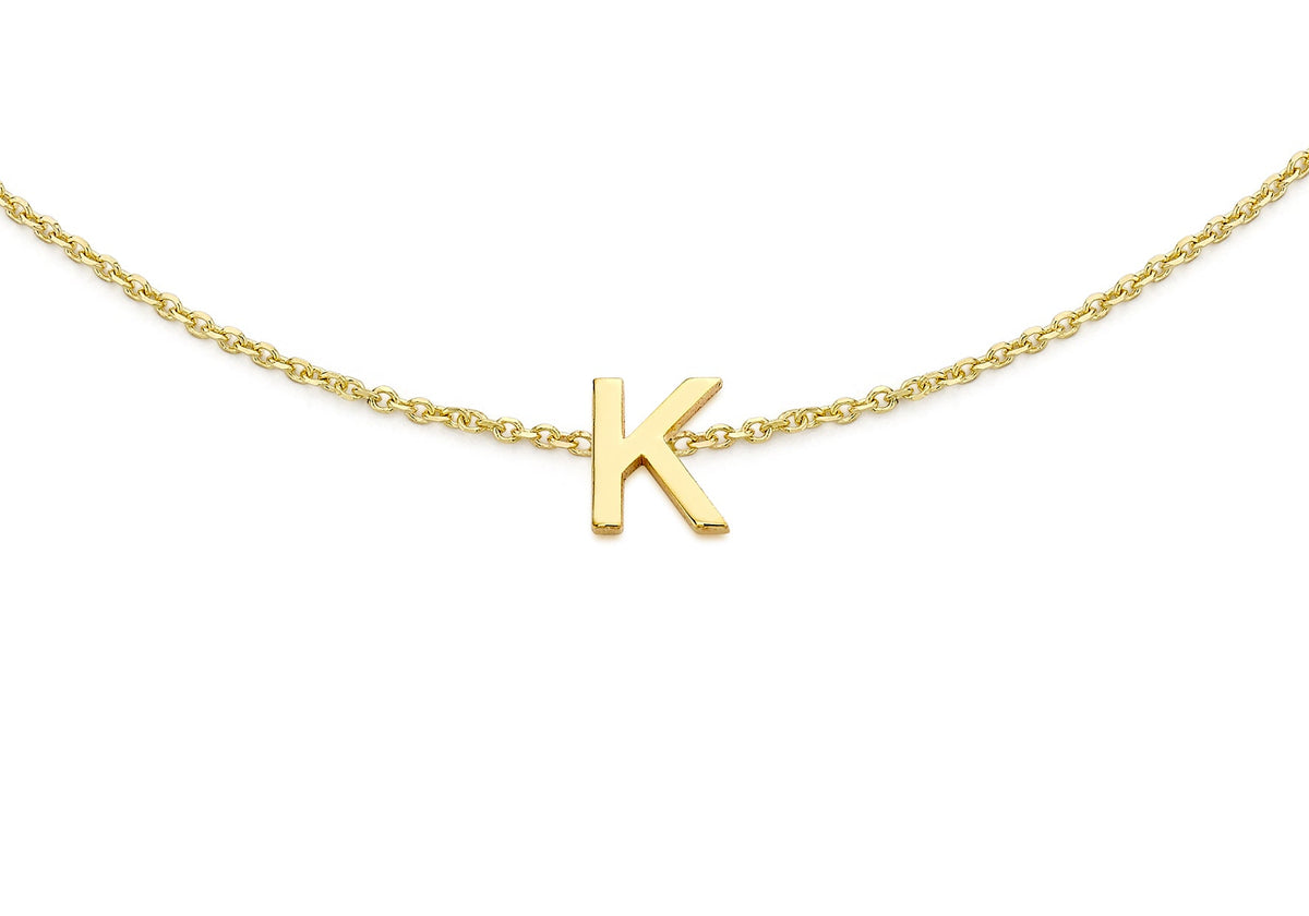 9ct Yellow Gold Mini Initial K Adjustable Bracelet — detail