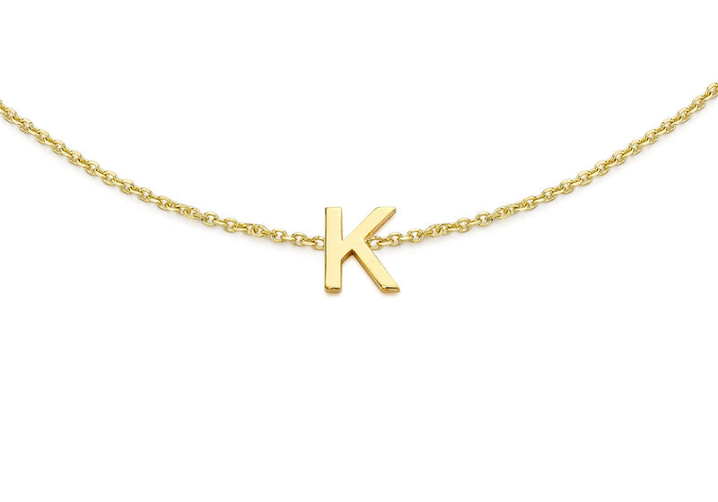 9ct Yellow Gold Mini Initial K Adjustable Bracelet — detail