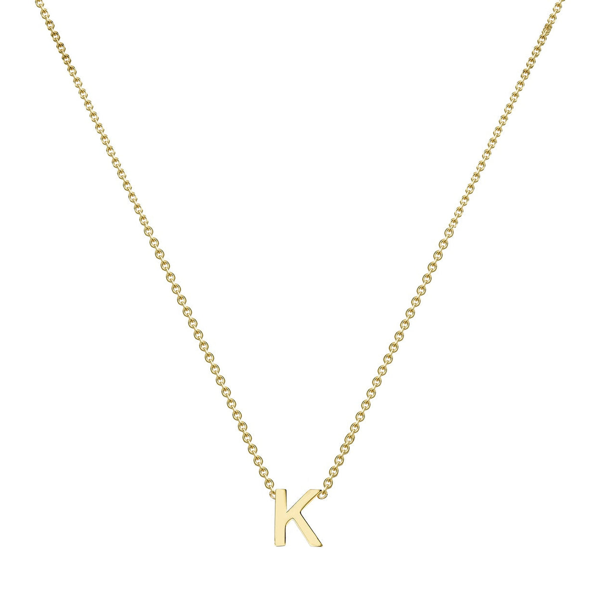 9ct Yellow Gold Mini Initial K Adjustable Necklace — full-length