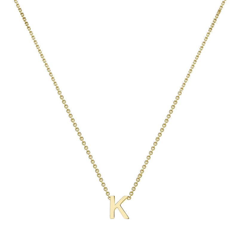 9ct Yellow Gold Mini Initial K Adjustable Necklace — full-length