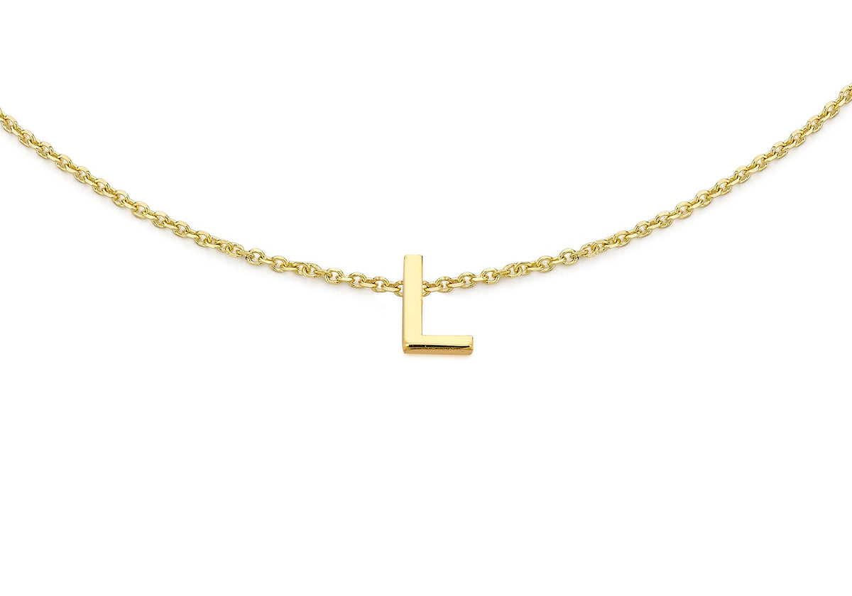 9ct Yellow Gold Mini Initial L Adjustable Bracelet — detail