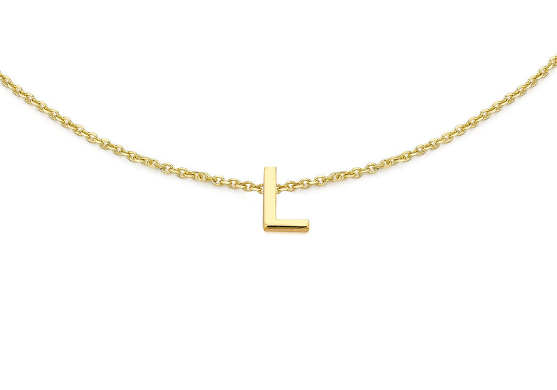 9ct Yellow Gold Mini Initial L Adjustable Bracelet — detail