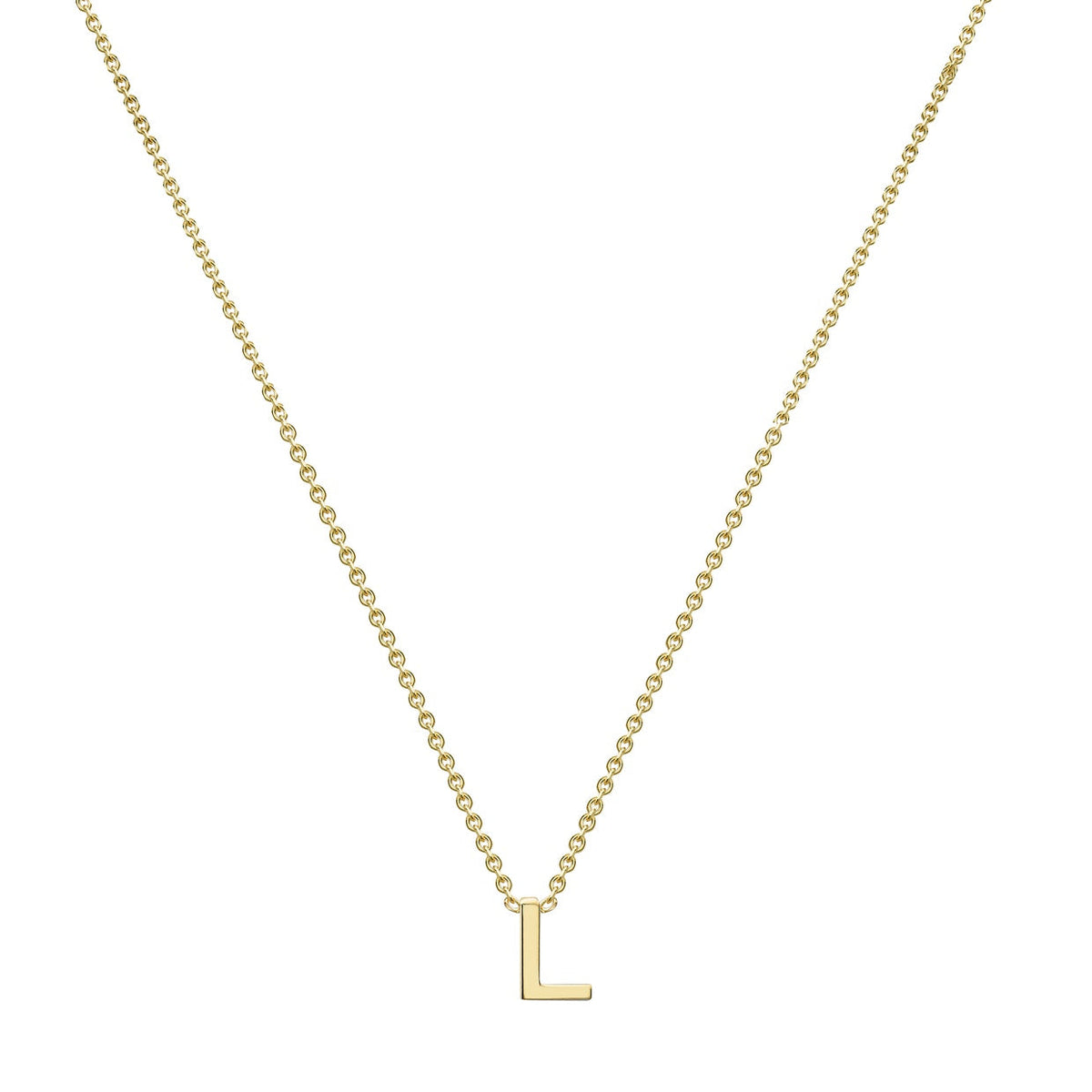 9ct Yellow Gold Mini Initial L Adjustable Necklace — full-length