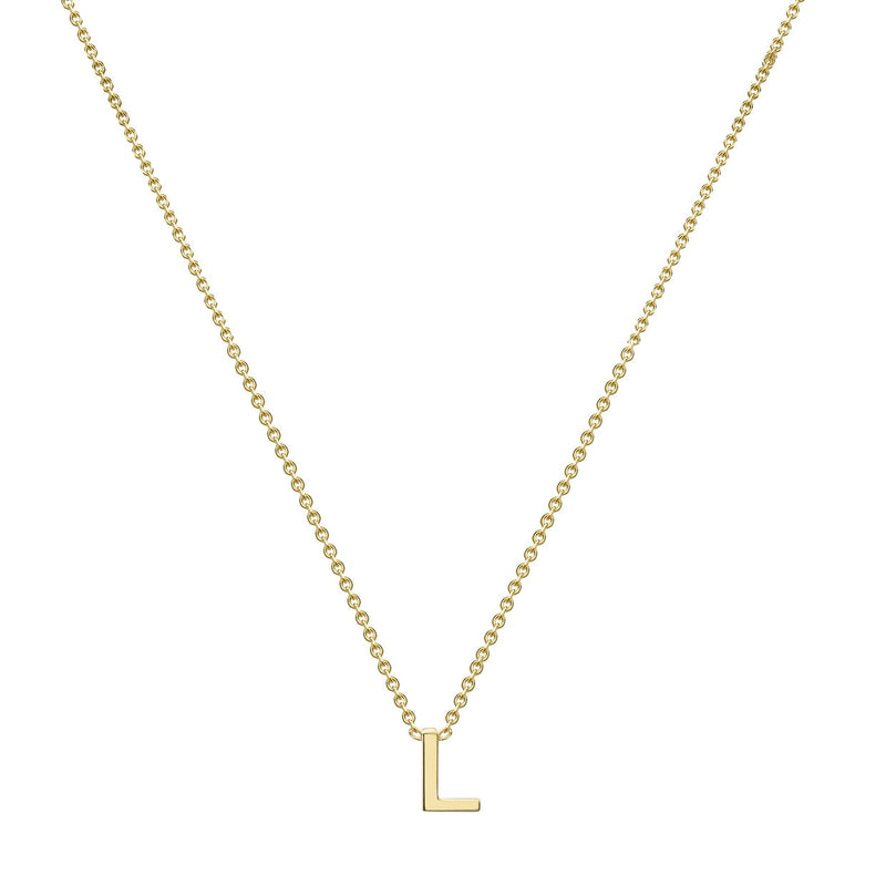 9ct Yellow Gold Mini Initial L Adjustable Necklace — full-length