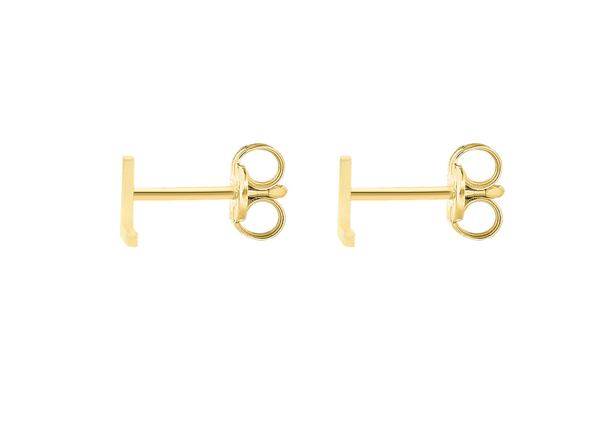 9ct Yellow Gold Mini Initial L Stud Earrings — back