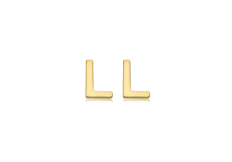 9ct Yellow Gold Mini Initial L Stud Earrings
