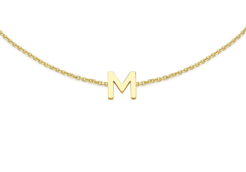 9ct Yellow Gold Mini Initial M Adjustable Bracelet — detail