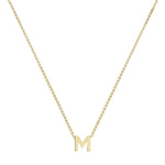 9ct Yellow Gold Mini Initial M Adjustable Necklace — full-length