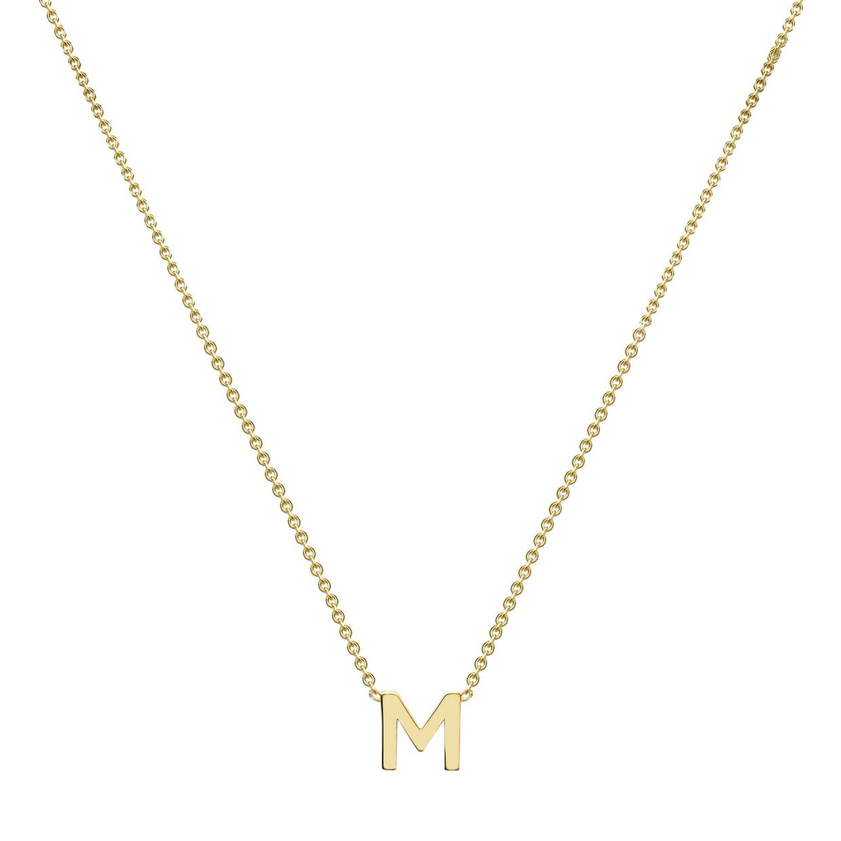 9ct Yellow Gold Mini Initial M Adjustable Necklace — full-length