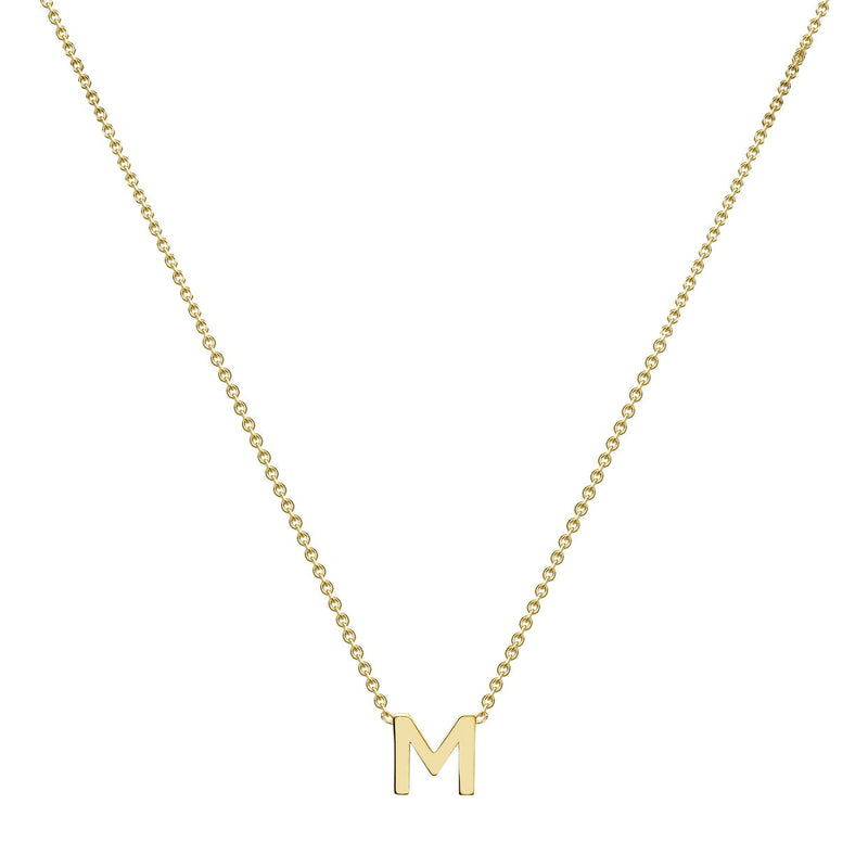 9ct Yellow Gold Mini Initial M Adjustable Necklace — full-length