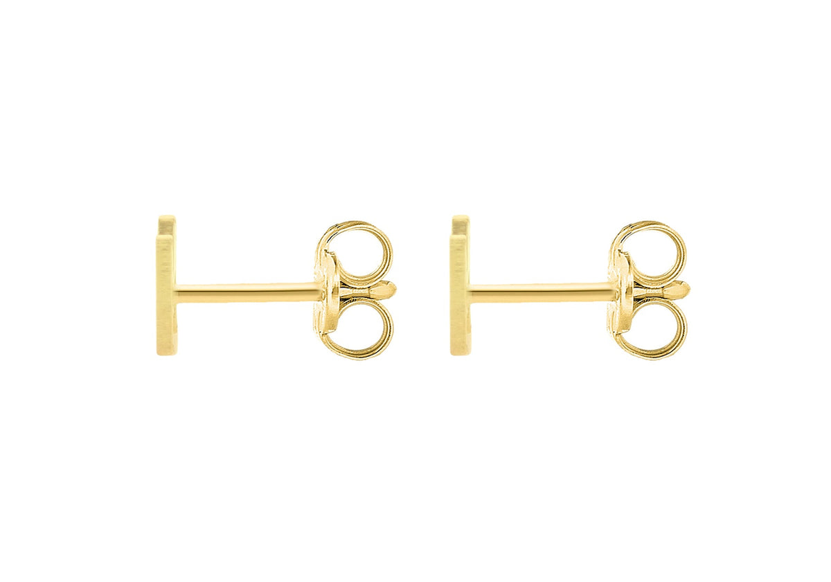 9ct Yellow Gold Mini Initial M Stud Earrings — back