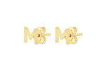 9ct Yellow Gold Mini Initial M Stud Earrings — side