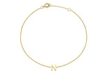 9ct Yellow Gold Mini Initial N Adjustable Bracelet