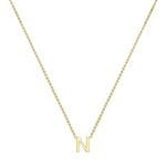 9ct Yellow Gold Mini Initial N Adjustable Necklace — full-length