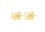 9ct Yellow Gold Mini Initial N Stud Earrings — side