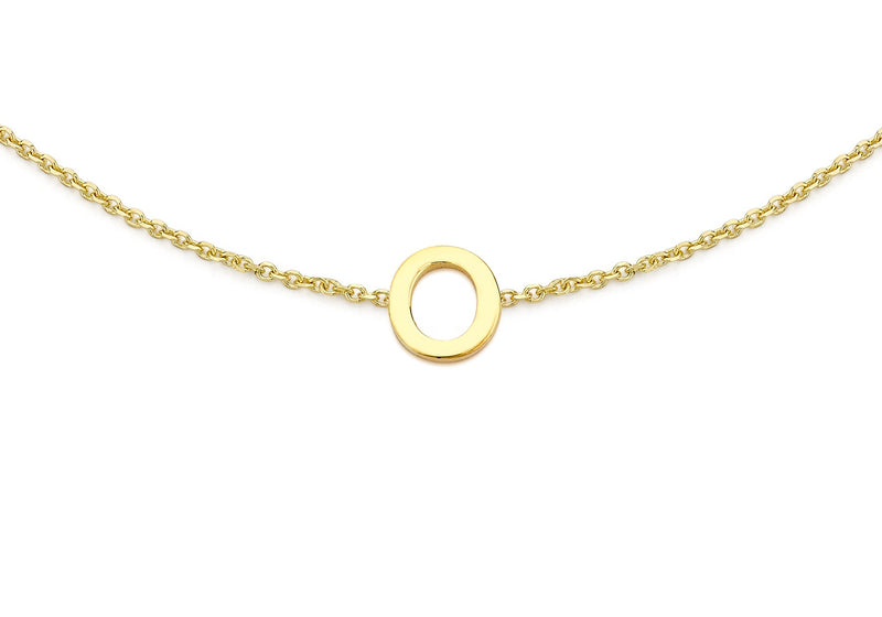 9ct Yellow Gold Mini Initial O Adjustable Bracelet — detail