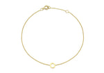 9ct Yellow Gold Mini Initial O Adjustable Bracelet